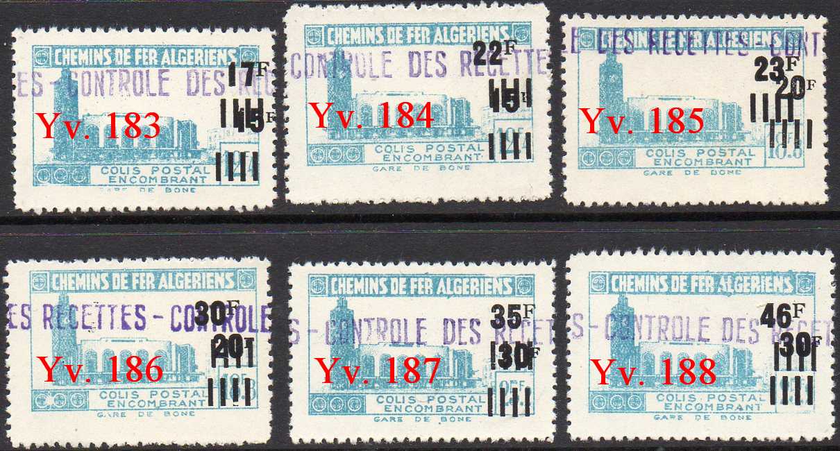timbres-poste Algerie CP Colis Postal Algeria Railway Parcel Stamps
